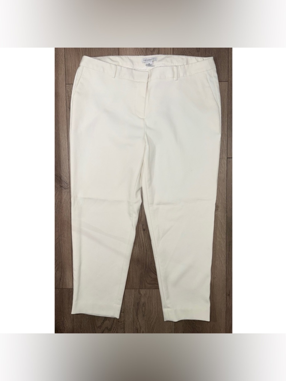 Pre-Owned Liz Claiborne White Slacks Dress Pants Straight Leg Plus Size 16